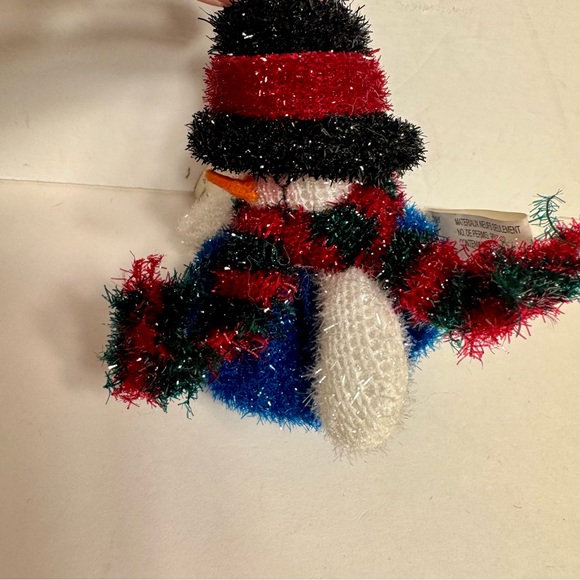 NWT. Fuzzy knit snowman ornament. Snowman has cute colorful scarf and hat. - Picture 4 of 7